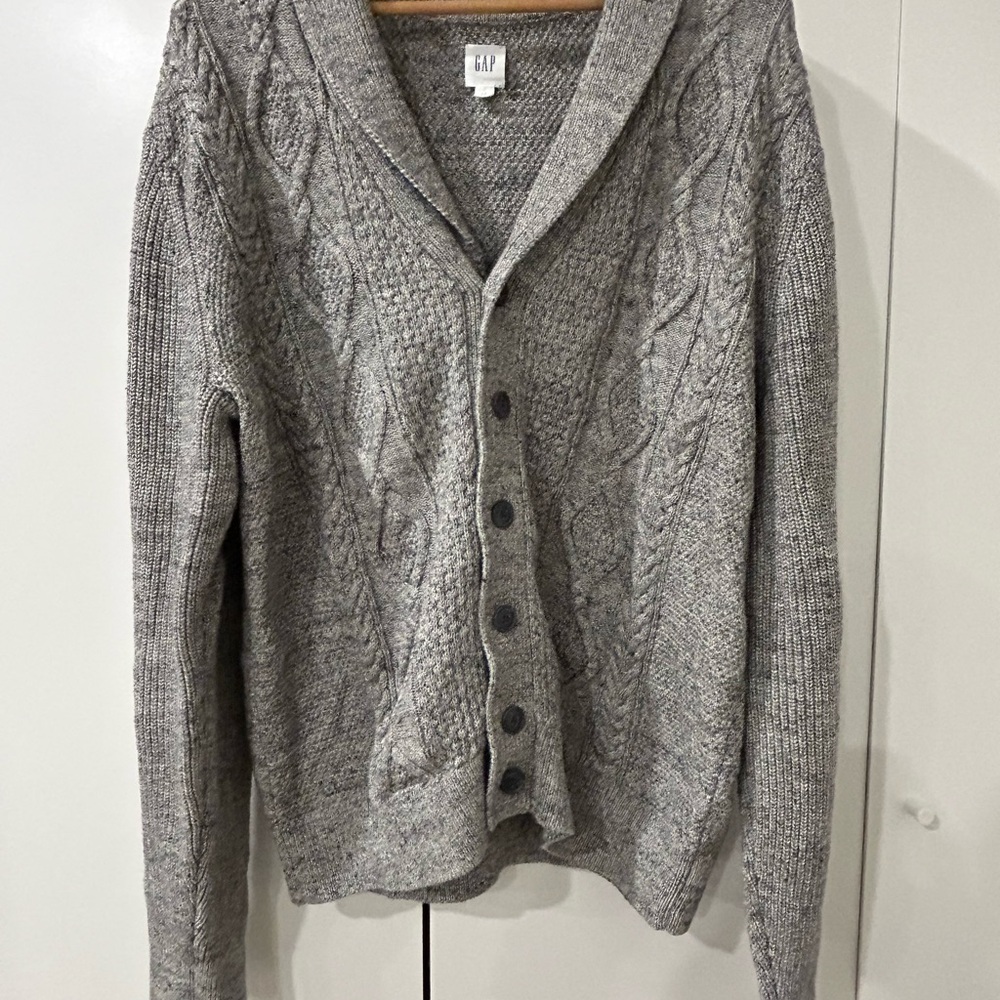 GAP Gray Cable Knit Cardigan Sweater